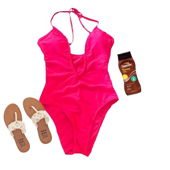 NWT Bright Pink Sexy One Piece Swimsuit Sz. XS - Picture 1 of 3